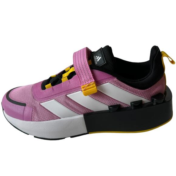 Adidas x Lego Sneakers Tech RNR Elastic Lace Shoes Pink Yellow Youth Size 5.5 38 - Picture 9 of 9